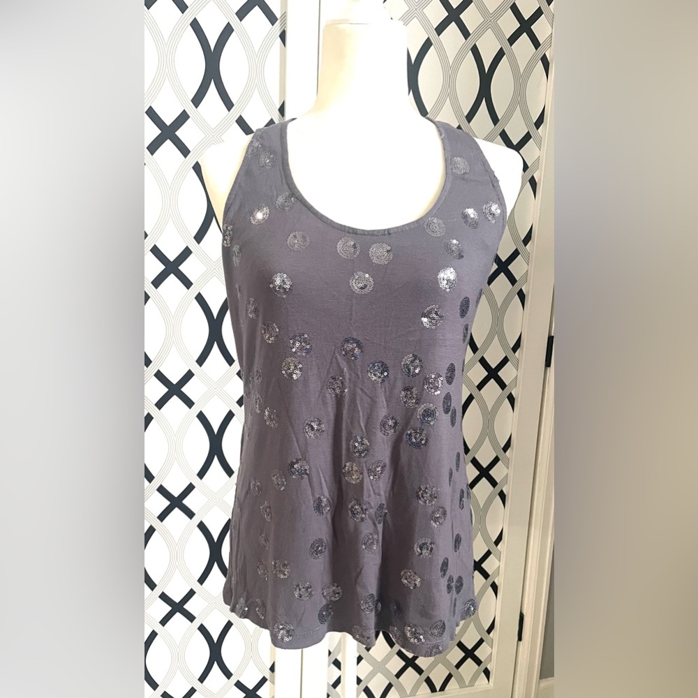 Halogen Gray sequin sleeveless top!! Size M